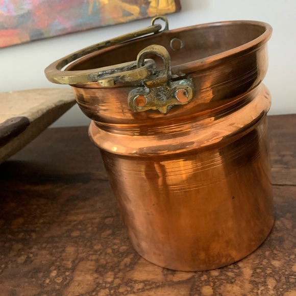 Sold Vintage copper pit with brass handle - Picture 3 of 6